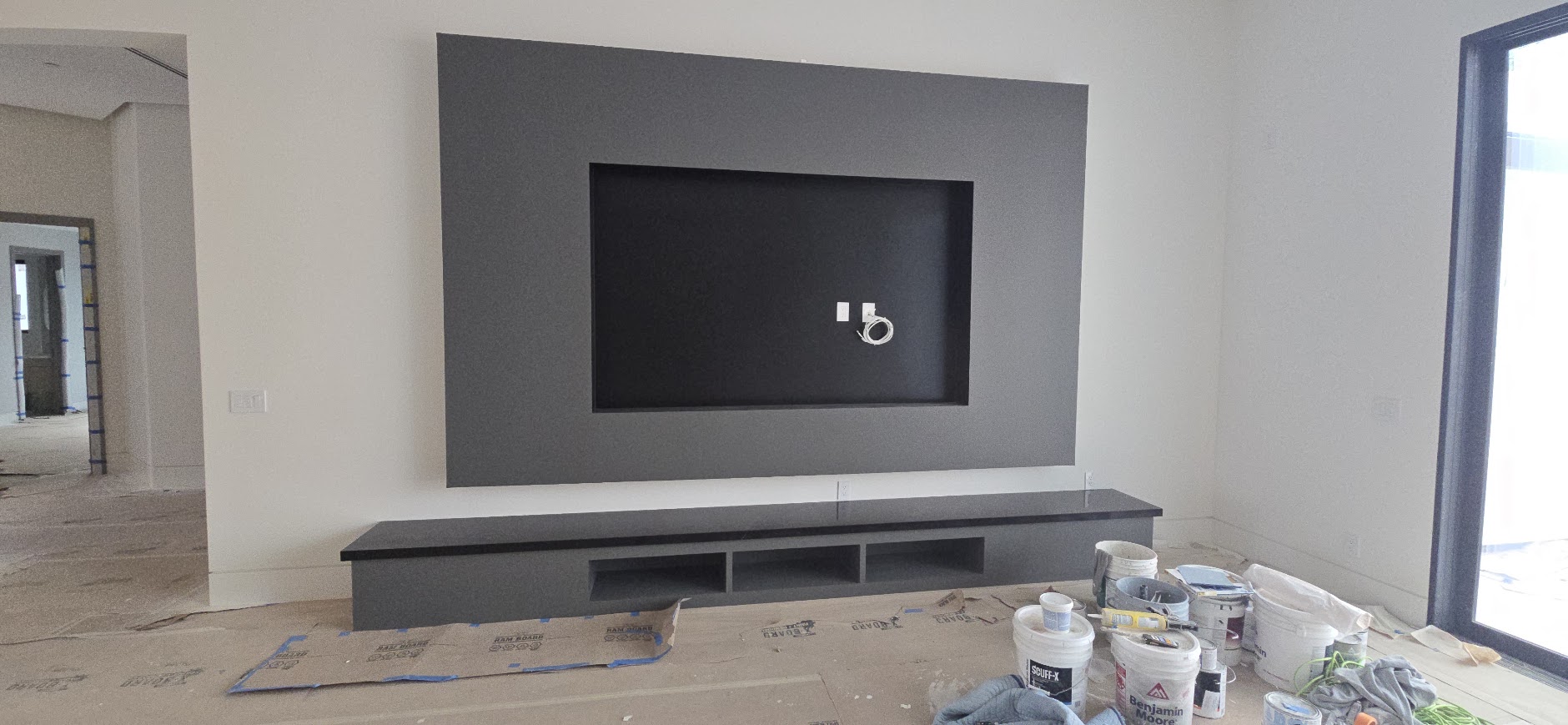 Recessed TV feature wall